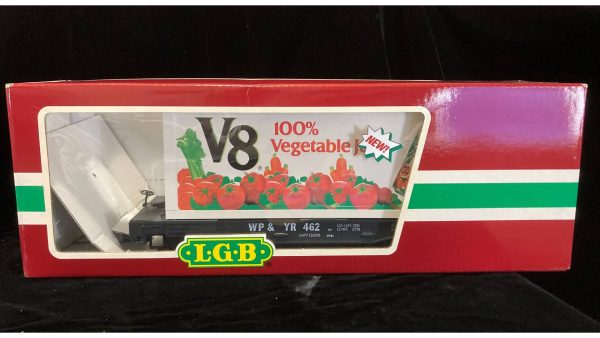 G scale train - LGB V8 Juice Container on Flatcar 41850 Hot on Sale