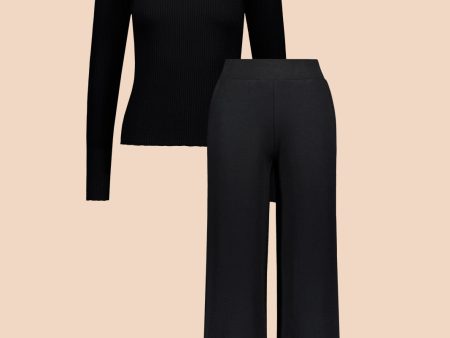 Culottes & Rib Rollneck -pakkaus, Black For Sale