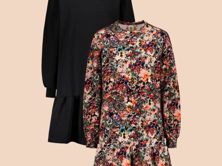 Ruffle Sweatshirt Dress tuplapakkaus, Blooming Forest Fashion