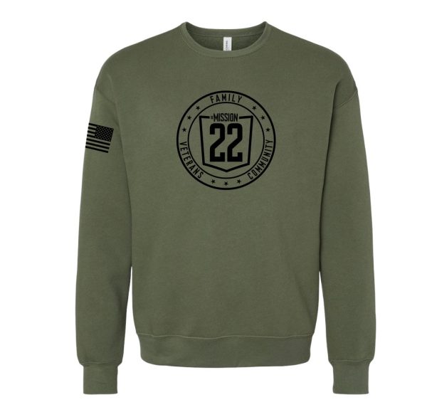 Light Weight Crewneck - Military Green For Discount