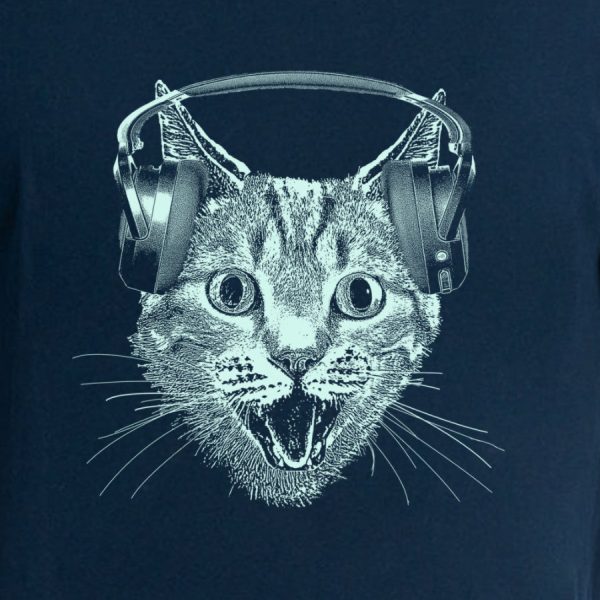 Cat Wearing Headphones Men s Tshirt- Cat DJ Shirt For Men and Boys- Music Lover Kitty Design- Funny Feline Graphic Tee For Discount