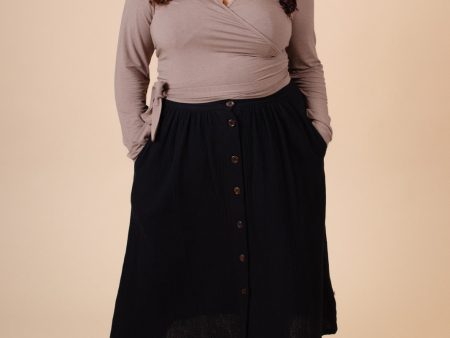 Button Skirt, Black Online Sale