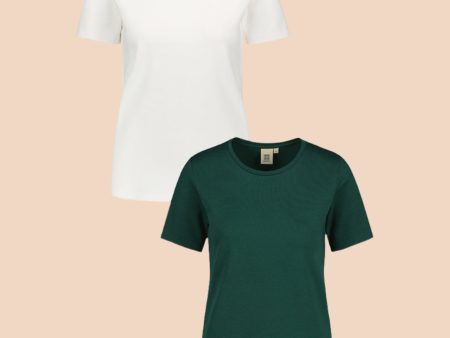 The T-Shirt tuplapakkaus - White & Dark Green Online Sale