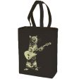 Cat playing guitar- cotton canvas natural tote bag For Cheap