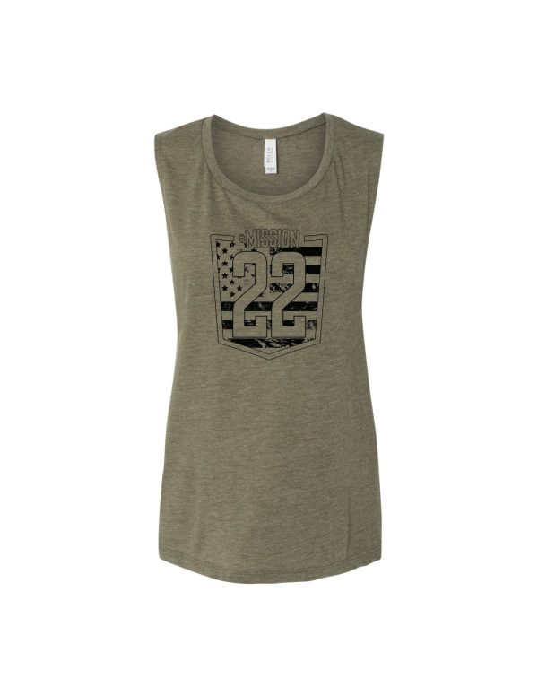 Womens Muscle Workout Tank- Olive   Military Green Online Sale