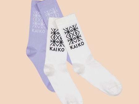 Kaiko Logo Socks tuplapakkaus - Lavender & White (koko 36-40) For Cheap