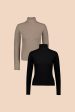 Rib Rollneck tuplapakkaus, Taupe & Black For Discount