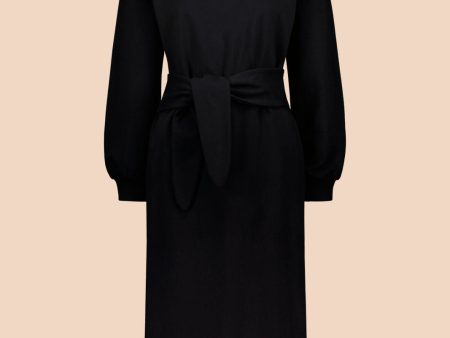 Belted Sweatshirt Dress, Black Online