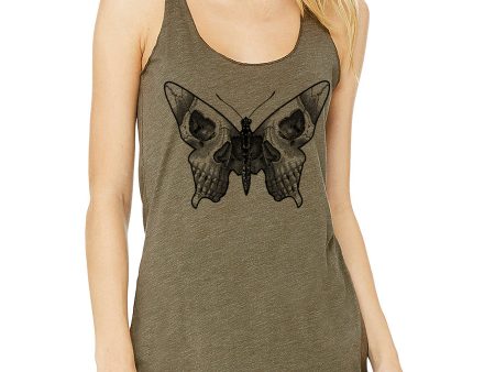 Butterfly skull racerback tank Discount