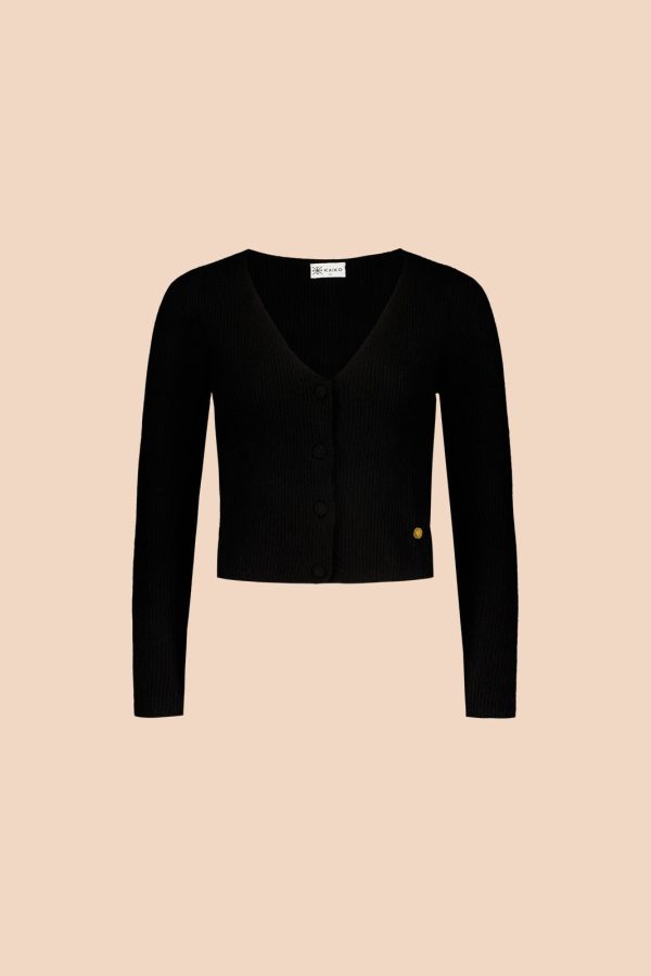 Cashmere Cardigan, Black Hot on Sale