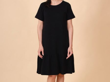 Ruffle T-shirt Dress, Black Discount