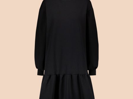 Ruffle Sweatshirt Dress, Black Fashion