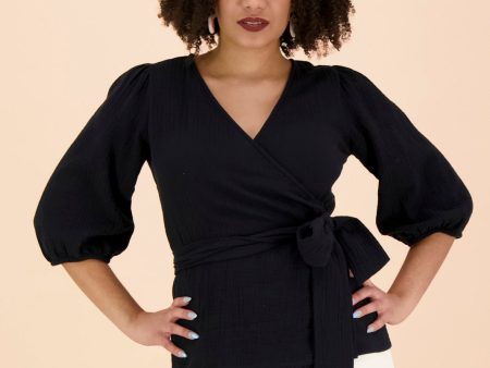 Wrap Blouse, Black Online Hot Sale