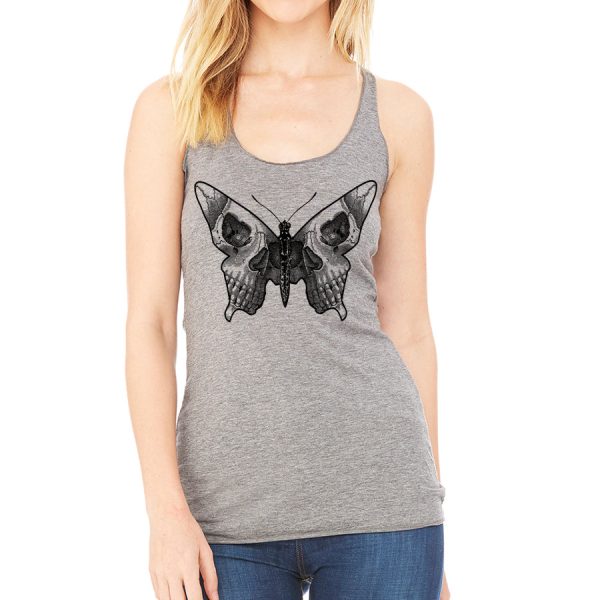 Butterfly skull racerback tank Discount